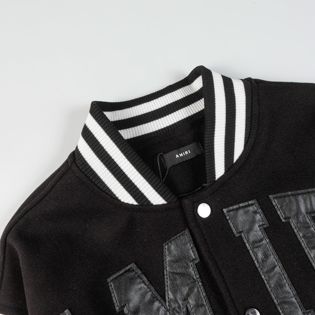 AMIRI Logo-Appliquรฉd Leather Bomber Jacket