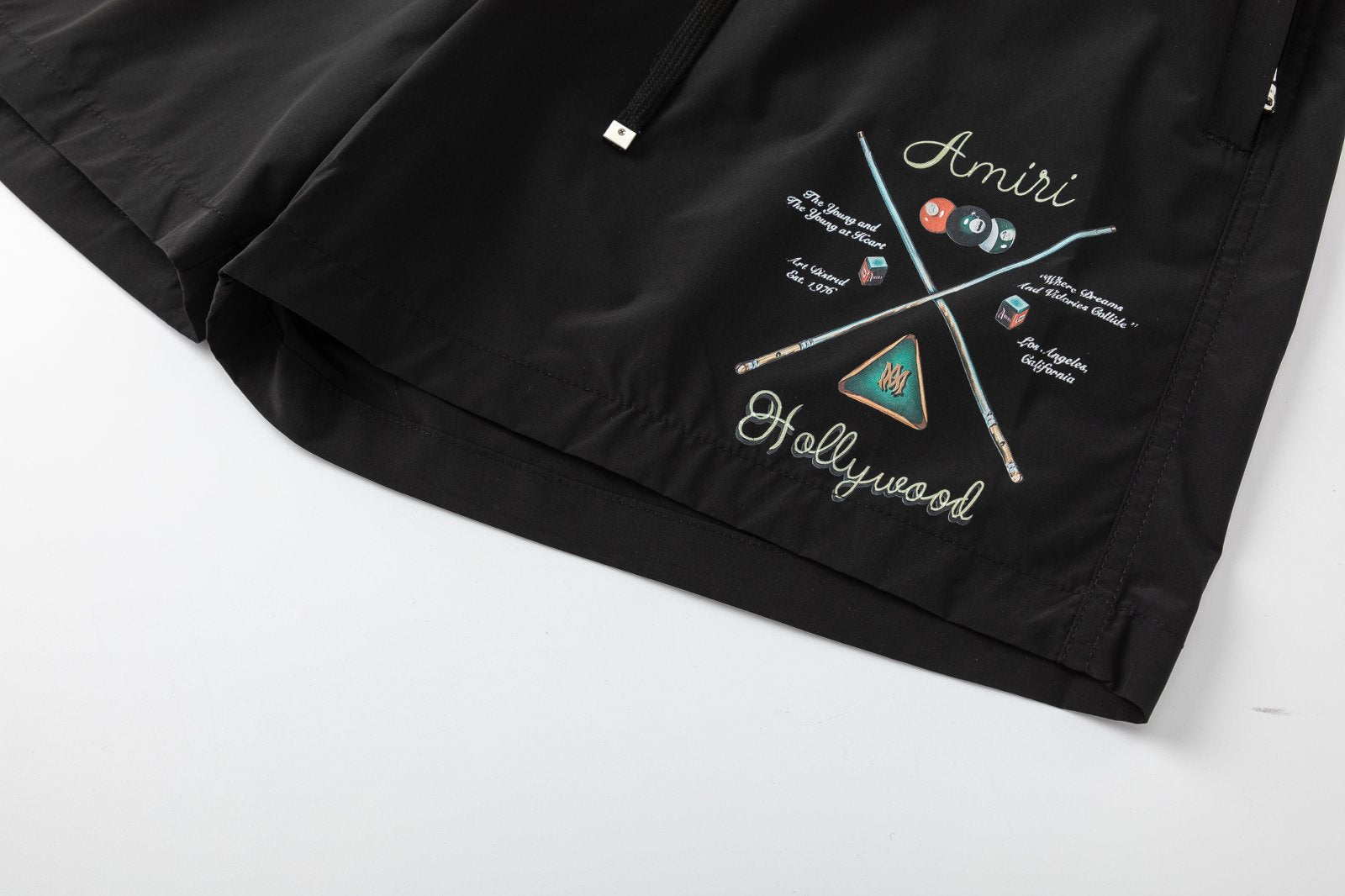 AMIRI Pool Cue Straight-Leg Mid-Length Logo-Print Swim Shorts